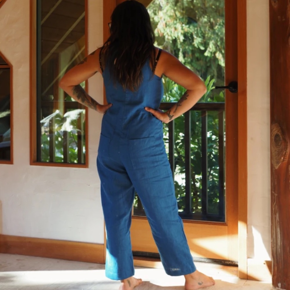 Beaton Blue Linen Jumpsuit size XS - Picture 2 of 10